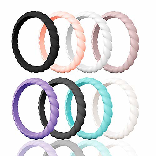 silicone wedding ring for women,thin and stackble braided rubber wedding bands,no-toxic,skin safe
silicone wedding ring for women,thin and stackble braided rubber wedding bands,no-toxic,skin safe