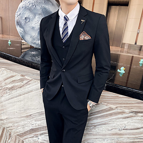 Black / Light Grey / Ivory Striped / Solid Colored Slim Fit Polyester Suit - Notch Single Breasted One-button / Suits
Black / Light Grey / Ivory Striped / Solid Colored Slim Fit Polyester Suit - Notch Single Breasted One-button / Suits