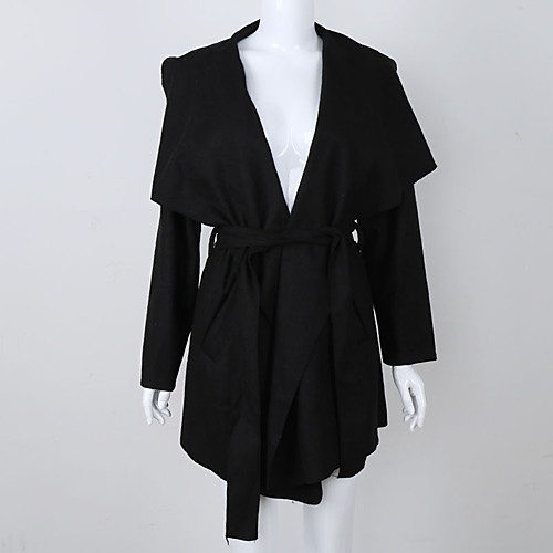 Women's Solid Colored Lace up Basic Fall & Winter Trench Coat Regular Work Long Sleeve Spandex Coat Tops Black
Women's Solid Colored Lace up Basic Fall & Winter Trench Coat Regular Work Long Sleeve Spandex Coat Tops Black