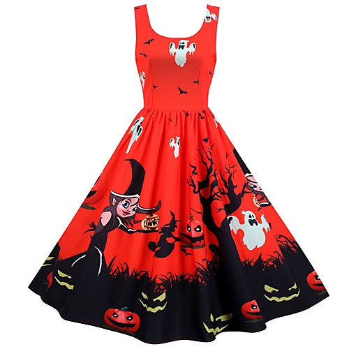 Women's Halloween A Line Dress Knee Length Dress White Purple Blushing Pink Orange Sleeveless Pumpkin Bat Skulls Print Patchwork Print Summer Round Neck Hot Vintage 2021 S M L XL XXL
Women's Halloween A Line Dress Knee Length Dress White Purple Blushing Pink Orange Sleeveless Pumpkin Bat Skulls Print Patchwork Print Summer Round Neck Hot Vintage 2021 S M L XL XXL