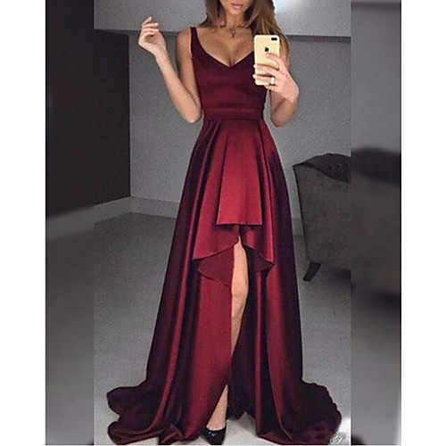 A-Line Minimalist Sexy Wedding Guest Formal Evening Dress V Neck Sleeveless Sweep / Brush Train Satin with Ruffles 2021
A-Line Minimalist Sexy Wedding Guest Formal Evening Dress V Neck Sleeveless Sweep / Brush Train Satin with Ruffles 2021