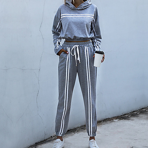 Women's 2 Piece Set Side-Stripe Crop Top Hoodie Stripes Sport Athleisure Sweatshirt and Pants Clothing Suit Long Sleeve Warm Soft Oversized Comfortable Everyday Use Casual Exercising General Use
Women's 2 Piece Set Side-Stripe Crop Top Hoodie Stripes Sport Athleisure Sweatshirt and Pants Clothing Suit Long Sleeve Warm Soft Oversized Comfortable Everyday Use Casual Exercising General Use