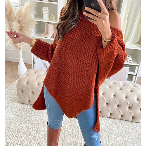 Women's Basic Asymmetric Hem Solid Color Plain Pullover Long Sleeve Sweater Cardigans Off Shoulder Fall Winter Wine
Women's Basic Asymmetric Hem Solid Color Plain Pullover Long Sleeve Sweater Cardigans Off Shoulder Fall Winter Wine