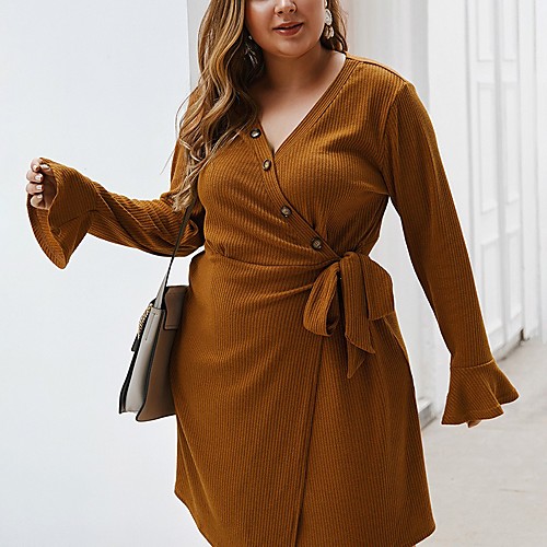 Women's Shift Dress Knee Length Dress Army Green Brown Navy Blue Long Sleeve Solid Color Ruched Button Fall V Neck Sexy 2021 XL XXL 3XL 4XL
Women's Shift Dress Knee Length Dress Army Green Brown Navy Blue Long Sleeve Solid Color Ruched Button Fall V Neck Sexy 2021 XL XXL 3XL 4XL