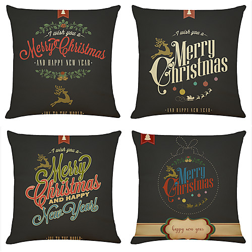 Set of 4 Black theme christmas Linen Square Decorative Throw Pillow Cases Sofa Cushion Covers 18x18
Set of 4 Black theme christmas Linen Square Decorative Throw Pillow Cases Sofa Cushion Covers 18x18