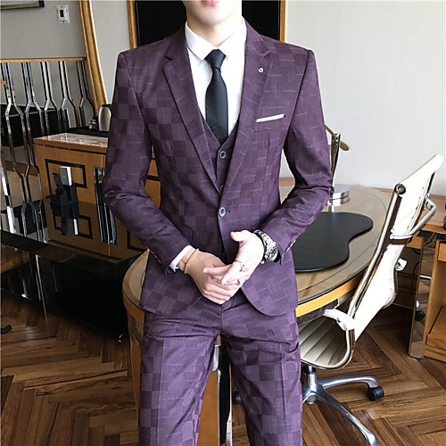 Tuxedos Tailored Fit Notch Single Breasted One-button Polyester Grid / Plaid Patterns
Tuxedos Tailored Fit Notch Single Breasted One-button Polyester Grid / Plaid Patterns