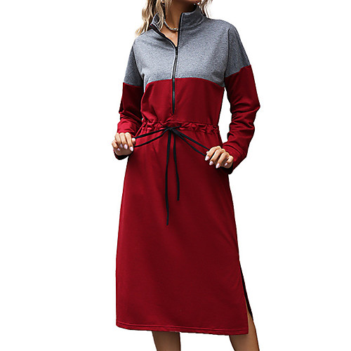 Women's Tee Dress Front Zipper Stand Collar Color Block Sport Athleisure Dress Long Sleeve Warm Soft Oversized Comfortable Everyday Use Daily Outdoor
Women's Tee Dress Front Zipper Stand Collar Color Block Sport Athleisure Dress Long Sleeve Warm Soft Oversized Comfortable Everyday Use Daily Outdoor