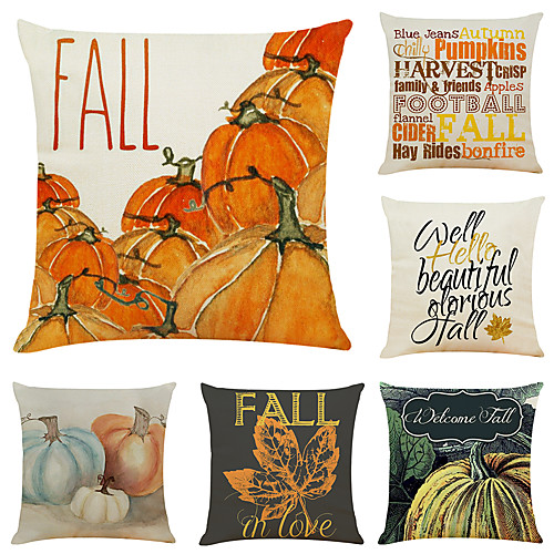 Set of 6 Thanksgiving Pumpkin Linen Square Decorative Throw Pillow Cases Sofa Cushion Covers 18x18
Set of 6 Thanksgiving Pumpkin Linen Square Decorative Throw Pillow Cases Sofa Cushion Covers 18x18