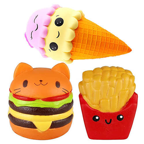 

Squishy Squishies Squishy Toy Squeeze Toy / Sensory Toy Jumbo Squishies Stress Reliever 3 pcs Food Ice Cream Hamburger French Fries Soft Slow Rising PU For Kid's Adults' Boys' Girls' Gift Party Favor