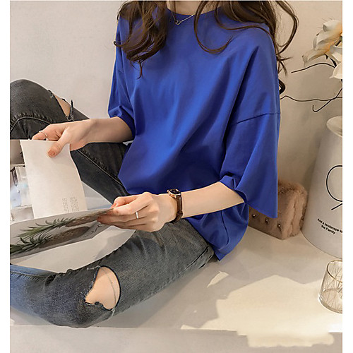 Women's T shirt Solid Colored Plain Round Neck Tops Basic Basic Top White Blue Purple
Women's T shirt Solid Colored Plain Round Neck Tops Basic Basic Top White Blue Purple