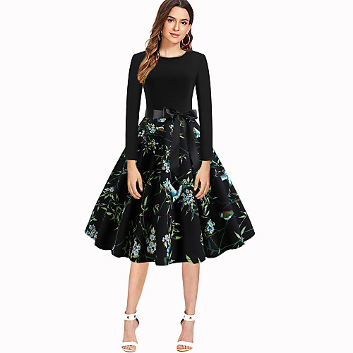 Women's Swing Dress Knee Length Dress Black Red Blushing Pink Green Long Sleeve Print Zipper Bow Print Spring Round Neck Vintage Christmas 2021 S M L XL XXL
Women's Swing Dress Knee Length Dress Black Red Blushing Pink Green Long Sleeve Print Zipper Bow Print Spring Round Neck Vintage Christmas 2021 S M L XL XXL