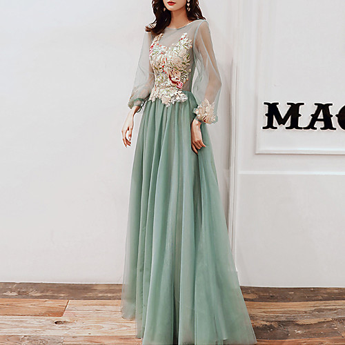 A-Line Elegant Floral Wedding Guest Prom Dress Illusion Neck Long Sleeve Floor Length Tulle with Appliques 2021
A-Line Elegant Floral Wedding Guest Prom Dress Illusion Neck Long Sleeve Floor Length Tulle with Appliques 2021