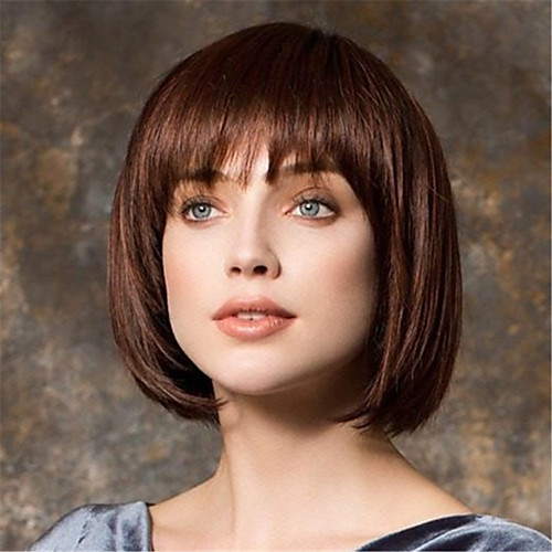 Synthetic Wig kinky Straight Bob With Bangs Wig Short Brown Synthetic Hair 14 inch Women's Classic Exquisite Fluffy Brown
Synthetic Wig kinky Straight Bob With Bangs Wig Short Brown Synthetic Hair 14 inch Women's Classic Exquisite Fluffy Brown