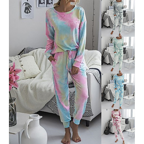 Women's Sweatsuit 2 Piece Set Drawstring Loose Fit Halo Dyeing Crew Neck Tie Dye Sport Athleisure Sweatshirt and Pants Outfits Clothing Suit Long Sleeve Comfortable Everyday Use Causal Casual Daily
Women's Sweatsuit 2 Piece Set Drawstring Loose Fit Halo Dyeing Crew Neck Tie Dye Sport Athleisure Sweatshirt and Pants Outfits Clothing Suit Long Sleeve Comfortable Everyday Use Causal Casual Daily