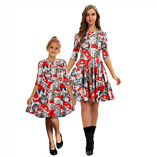 Santa Claus Dress Mommy and Me Kid's Vacation Dress Christmas Christmas Polyester Dress
Santa Claus Dress Mommy and Me Kid's Vacation Dress Christmas Christmas Polyester Dress