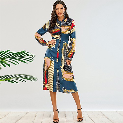 Women's A Line Dress Midi Dress Blue Long Sleeve Print Print Fall Shirt Collar Hot Sexy 2021 XS S M L
Women's A Line Dress Midi Dress Blue Long Sleeve Print Print Fall Shirt Collar Hot Sexy 2021 XS S M L