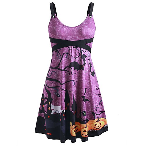 Women's Halloween A Line Dress Knee Length Dress Purple Sleeveless Pumpkin Bat Print Patchwork Print Summer Round Neck Hot Vintage 2021 S M L XL XXL
Women's Halloween A Line Dress Knee Length Dress Purple Sleeveless Pumpkin Bat Print Patchwork Print Summer Round Neck Hot Vintage 2021 S M L XL XXL