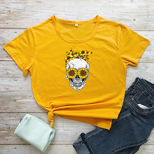 Women's Halloween T-shirt Skull Print Round Neck Tops 100% Cotton Basic Halloween Basic Top White Purple Red
Women's Halloween T-shirt Skull Print Round Neck Tops 100% Cotton Basic Halloween Basic Top White Purple Red