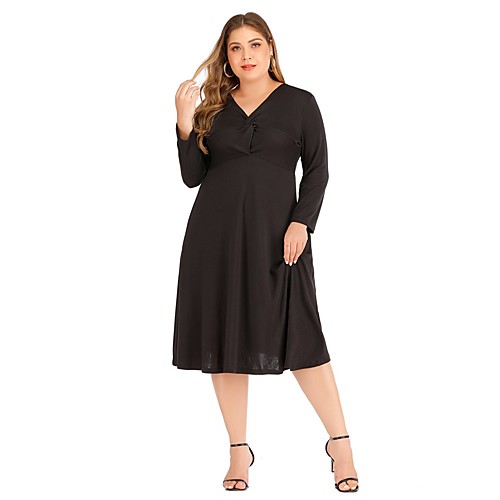 Women's A Line Dress Midi Dress Black Gray Long Sleeve Solid Color Ruched Patchwork Fall V Neck Elegant 2021 XL XXL 3XL 4XL 5XL / Plus Size
Women's A Line Dress Midi Dress Black Gray Long Sleeve Solid Color Ruched Patchwork Fall V Neck Elegant 2021 XL XXL 3XL 4XL 5XL / Plus Size