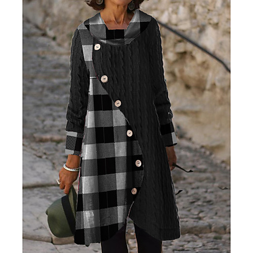 Women's Sweater Jumper Dress Knee Length Dress Gray Long Sleeve Color Block Button Fall Spring Round Neck Hot Casual vacation dresses 2021 M L XL XXL 3XL
Women's Sweater Jumper Dress Knee Length Dress Gray Long Sleeve Color Block Button Fall Spring Round Neck Hot Casual vacation dresses 2021 M L XL XXL 3XL