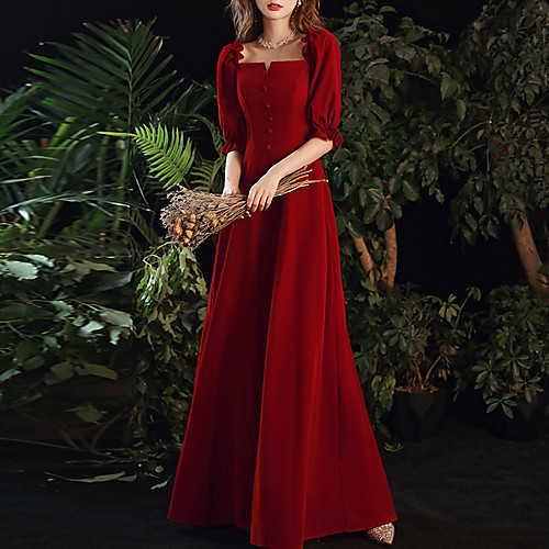 A-Line Minimalist Vintage Engagement Formal Evening Dress Scoop Neck Half Sleeve Floor Length Velvet with Buttons Ruffles 2021
A-Line Minimalist Vintage Engagement Formal Evening Dress Scoop Neck Half Sleeve Floor Length Velvet with Buttons Ruffles 2021