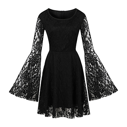 Women's A Line Dress Knee Length Dress Black Red Long Sleeve Solid Color Mesh Lace Summer Round Neck Sexy Flare Cuff Sleeve 2021 S M L XL XXL 3XL 4XL
Women's A Line Dress Knee Length Dress Black Red Long Sleeve Solid Color Mesh Lace Summer Round Neck Sexy Flare Cuff Sleeve 2021 S M L XL XXL 3XL 4XL