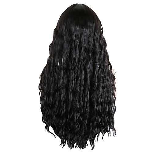 

Synthetic Wig Wavy Neat Bang With Bangs Wig Long Black Synthetic Hair 30 inch Women's Fashionable Design Party Exquisite Black
