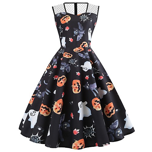Women's Halloween A Line Dress Knee Length Dress Black Sleeveless Cat Pumpkin Bat Print Animal Mesh Patchwork Print Summer Round Neck Vintage 2021 S M L XL XXL
Women's Halloween A Line Dress Knee Length Dress Black Sleeveless Cat Pumpkin Bat Print Animal Mesh Patchwork Print Summer Round Neck Vintage 2021 S M L XL XXL