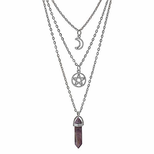 moon pentagram necklace pentacle chakra charm pendant multi layer alloy chain choker necklace set gothic jewelry(a-purple amethyst-3pcs)
moon pentagram necklace pentacle chakra charm pendant multi layer alloy chain choker necklace set gothic jewelry(a-purple amethyst-3pcs)