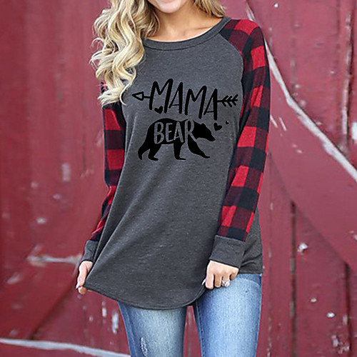 Women's Mom Tunic Plaid Check Letter Long Sleeve Print V Neck Tops Basic Basic Top Gray
Women's Mom Tunic Plaid Check Letter Long Sleeve Print V Neck Tops Basic Basic Top Gray