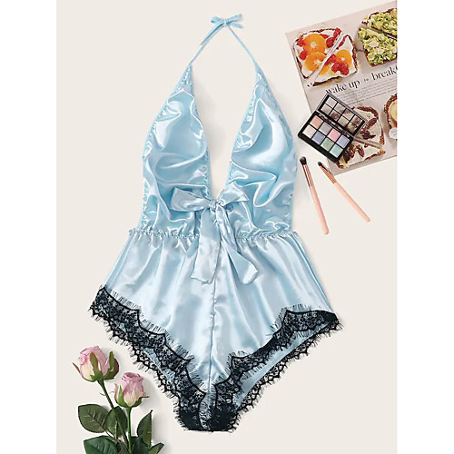 Women's Lace Bow Bodysuits Nightwear Solid Colored Light Blue / Dusty Rose One-Size
Women's Lace Bow Bodysuits Nightwear Solid Colored Light Blue / Dusty Rose One-Size