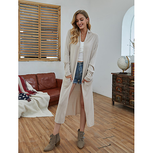 Women's Solid Color Cardigan Long Sleeve Loose Sweater Cardigans Open Front Beige
Women's Solid Color Cardigan Long Sleeve Loose Sweater Cardigans Open Front Beige