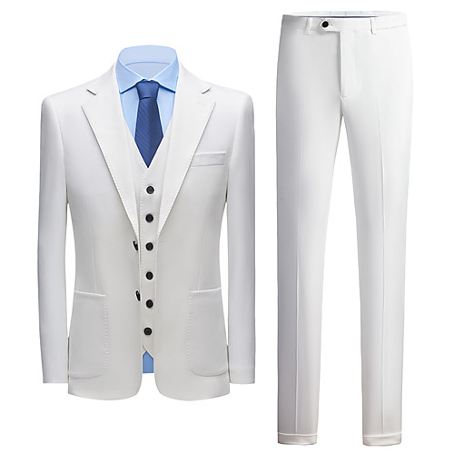 White Solid Colored Standard Fit Polyester Suit - Notch Single Breasted Two-buttons
White Solid Colored Standard Fit Polyester Suit - Notch Single Breasted Two-buttons