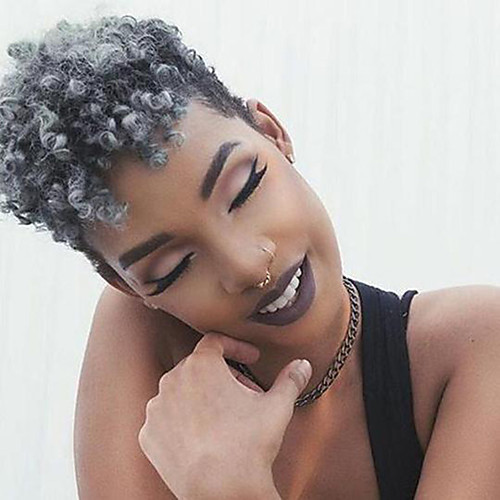 Synthetic Wig Afro Curly Pixie Cut Wig Short Grey Synthetic Hair 6 inch Women's Classic Cool Color Gradient Dark Gray
Synthetic Wig Afro Curly Pixie Cut Wig Short Grey Synthetic Hair 6 inch Women's Classic Cool Color Gradient Dark Gray