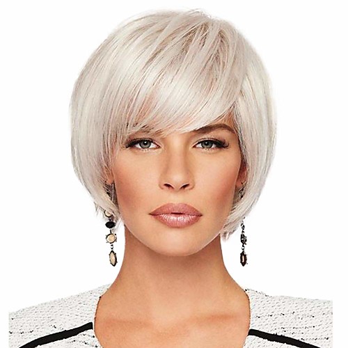 Human Hair Blend Wig Short Natural Straight With Bangs Adjustable Women Easy dressing Capless Women's White
Human Hair Blend Wig Short Natural Straight With Bangs Adjustable Women Easy dressing Capless Women's White