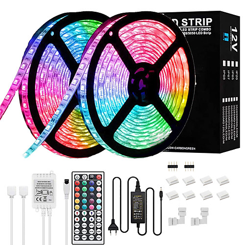 Led Strip Lights Kit 32.8Ft RGB Light Strip with Remote Controller and Support Clips for Room Bedroom Home Kitchen Cabinet Party Decoration 12V 6A Adapter Non-Waterproof Waterproof 2x16.4Ft
Led Strip Lights Kit 32.8Ft RGB Light Strip with Remote Controller and Support Clips for Room Bedroom Home Kitchen Cabinet Party Decoration 12V 6A Adapter Non-Waterproof Waterproof 2x16.4Ft