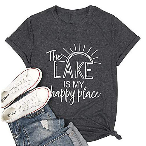 the lake is my happy place shirt womens lake life t-shirt short sleeve summer casual tee top dark grey
the lake is my happy place shirt womens lake life t-shirt short sleeve summer casual tee top dark grey
