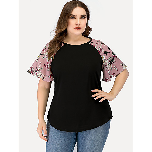 Women's Plus Size Patchwork Color Block Blouse Shirt Large Size Round Neck Short Sleeve Tops Big Size
Women's Plus Size Patchwork Color Block Blouse Shirt Large Size Round Neck Short Sleeve Tops Big Size