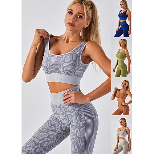Women's 2pcs Yoga Suit Winter Seamless Wireless Snake Skin Khaki Green Dark Blue Nylon Yoga Fitness Gym Workout High Waist Leggings Bra Top Sport Activewear Tummy Control Butt Lift 4 Way Stretch
Women's 2pcs Yoga Suit Winter Seamless Wireless Snake Skin Khaki Green Dark Blue Nylon Yoga Fitness Gym Workout High Waist Leggings Bra Top Sport Activewear Tummy Control Butt Lift 4 Way Stretch