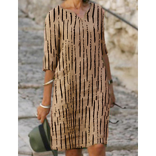 Women's Chiffon Dress Knee Length Dress Blushing Pink Beige Half Sleeve Striped Fall Round Neck Hot Elegant 2021 S M L XL XXL 3XL 4XL 5XL / Plus Size
Women's Chiffon Dress Knee Length Dress Blushing Pink Beige Half Sleeve Striped Fall Round Neck Hot Elegant 2021 S M L XL XXL 3XL 4XL 5XL / Plus Size