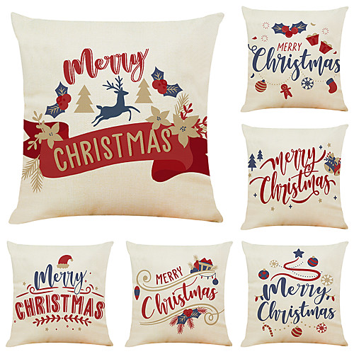 Set of 6 Merry Christmas Linen Square Decorative Throw Pillow Cases Sofa Cushion Covers 18x18
Set of 6 Merry Christmas Linen Square Decorative Throw Pillow Cases Sofa Cushion Covers 18x18