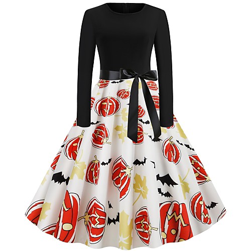 Women's Halloween A Line Dress Knee Length Dress Black Blue Blushing Pink Orange Rainbow Long Sleeve Print Bow Print Fall Round Neck Hot Vintage 2021 S M L XL XXL
Women's Halloween A Line Dress Knee Length Dress Black Blue Blushing Pink Orange Rainbow Long Sleeve Print Bow Print Fall Round Neck Hot Vintage 2021 S M L XL XXL