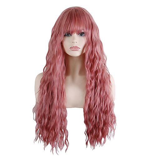 

Synthetic Wig Loose Curl Neat Bang With Bangs Wig Long Pink / Grey Synthetic Hair 30 inch Women's Fashionable Design Party Exquisite Pink