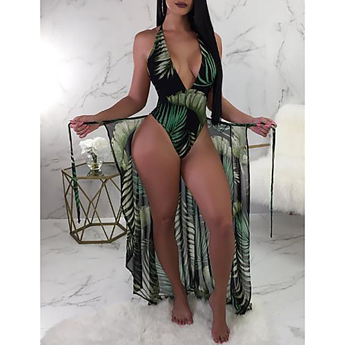 Women's One Piece Swimsuit Slim Print Green Swimwear Padded Bathing Suits Sexy
Women's One Piece Swimsuit Slim Print Green Swimwear Padded Bathing Suits Sexy