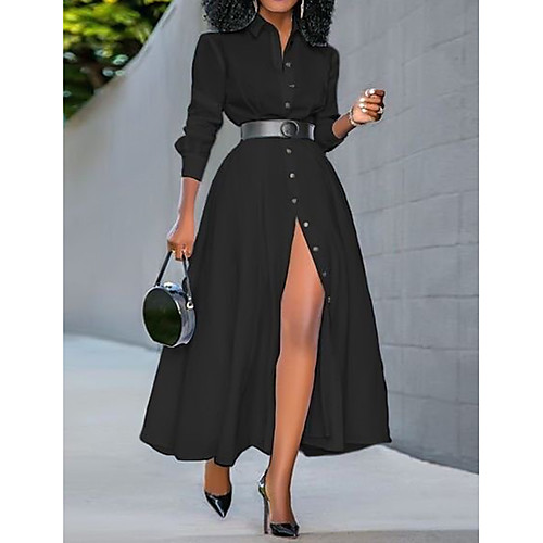 Women's A Line Dress Maxi long Dress White Black Long Sleeve Solid Color Patchwork Button Spring Summer Shirt Collar Hot Casual 2021 S M L XL XXL 3XL 4XL 5XL
Women's A Line Dress Maxi long Dress White Black Long Sleeve Solid Color Patchwork Button Spring Summer Shirt Collar Hot Casual 2021 S M L XL XXL 3XL 4XL 5XL