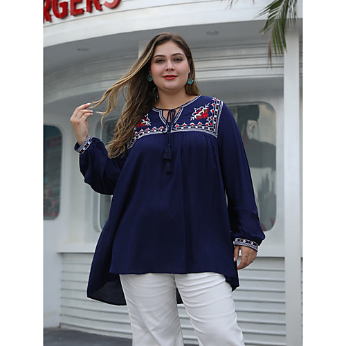 Women's T-shirt Solid Colored Long Sleeve Print V Neck Tops Loose Basic Basic Top Blue
Women's T-shirt Solid Colored Long Sleeve Print V Neck Tops Loose Basic Basic Top Blue