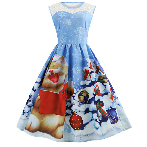 Women's A Line Dress Knee Length Dress Light Blue Sleeveless Print Print Fall Round Neck Casual Christmas 2021 S M L XL XXL
Women's A Line Dress Knee Length Dress Light Blue Sleeveless Print Print Fall Round Neck Casual Christmas 2021 S M L XL XXL