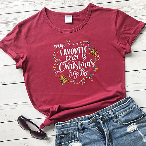 Women's Christmas T shirt Graphic Floral Flower Print Round Neck Tops 100% Cotton Basic Christmas Basic Top White Yellow Wine
Women's Christmas T shirt Graphic Floral Flower Print Round Neck Tops 100% Cotton Basic Christmas Basic Top White Yellow Wine