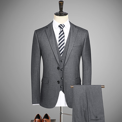 Gray Solid Colored Standard Fit Polyester Suit - Notch Single Breasted Two-buttons
Gray Solid Colored Standard Fit Polyester Suit - Notch Single Breasted Two-buttons