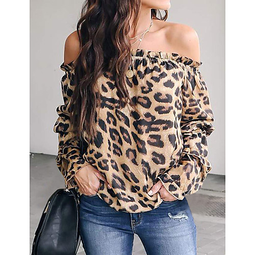 Women's T-shirt Leopard Cheetah Print Long Sleeve Layered Print Round Neck Tops Basic Top Brown
Women's T-shirt Leopard Cheetah Print Long Sleeve Layered Print Round Neck Tops Basic Top Brown